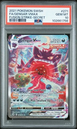 2021 POKEMON SWORD & SHIELD FUSION STRIKE SECRET FULL ART/GENGAR VMAX PSA 10