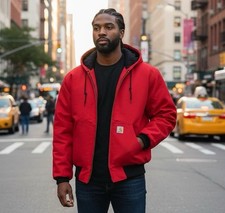 NWT J140 CARHARTT Duck Insulated hooded Active jacket 3XL Industrial Red COAT