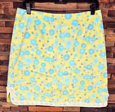 VTG Lilly Pulitzer Womens Green Blue Animal Floral Print A-Line Skirt Sz 6