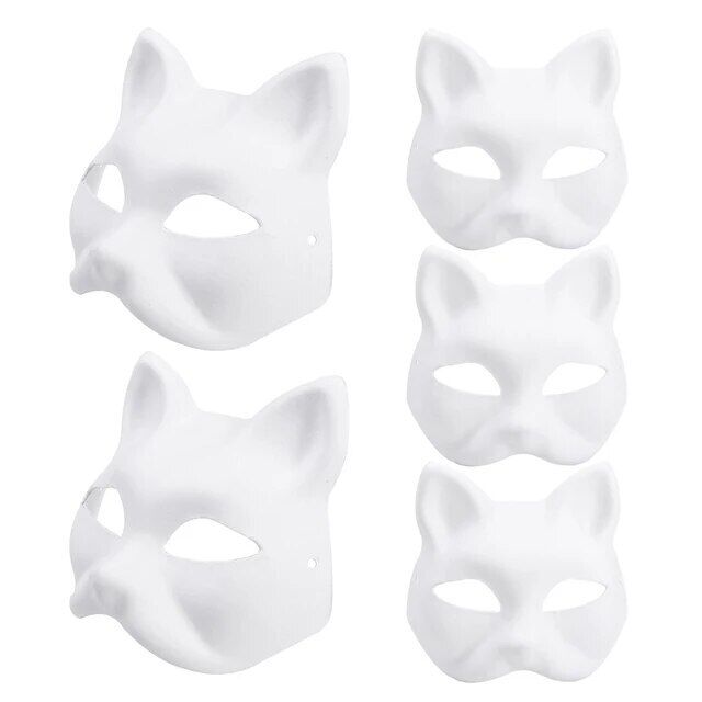 5 Pcs Therian Mask Cat Face Masquerade Halloween Masks Adults Blank Props