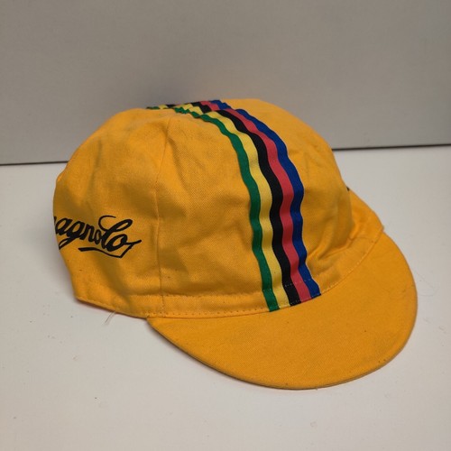 Vintage Campagnolo Cycling Painters Hat Made In Italy Cotton Yellow