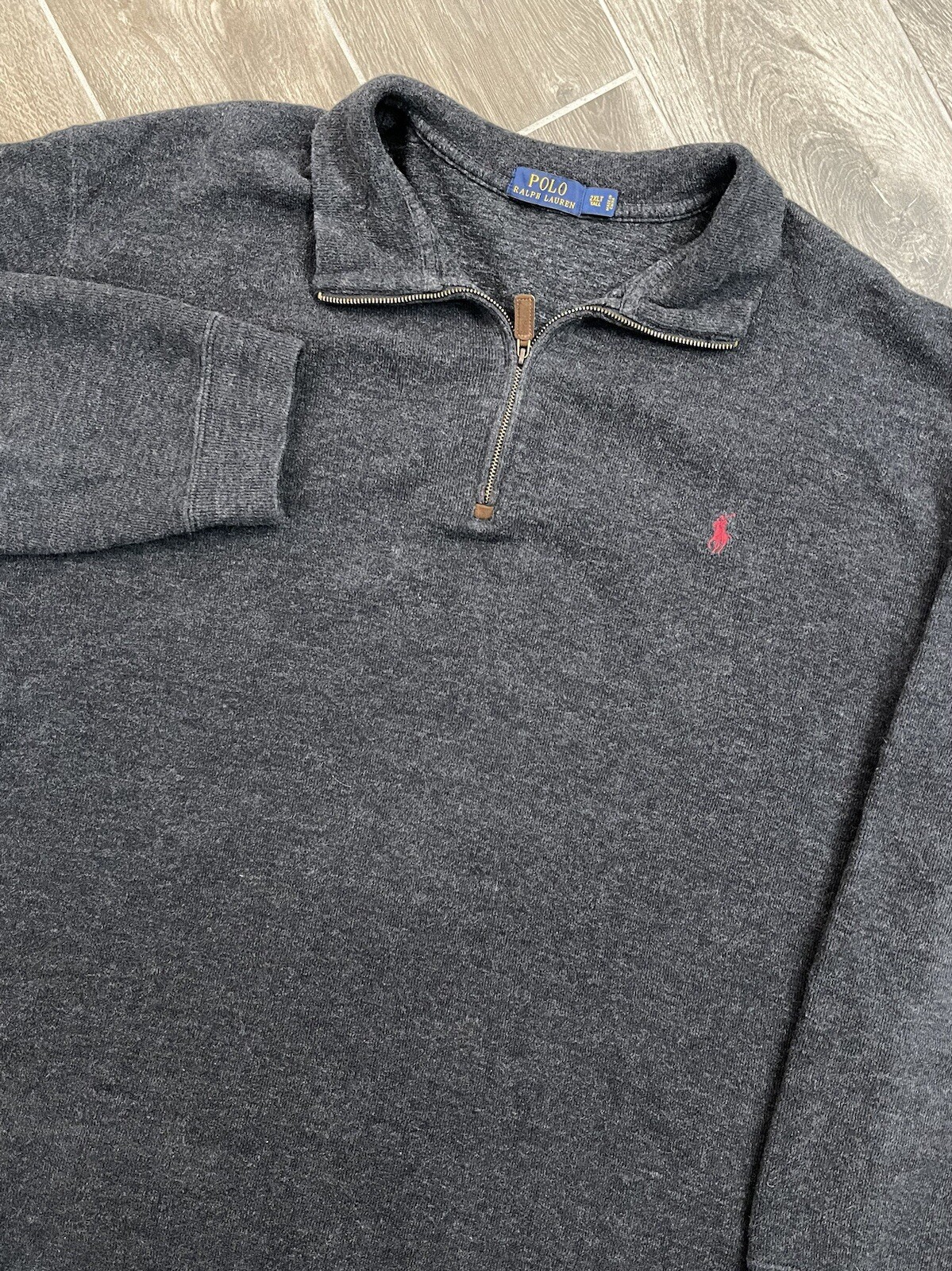 Polo Ralph Lauren maglione uomo 2XLT alto grigio 1 4 zip preppy pony casual elasticizzato