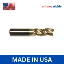 1/4" Carbide End Mill 3 Flute ZrN Coated for Aluminum High Performance USA Made