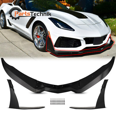 Fit 2014-2019 Corvette C7 Z06 Stage 3 Black Front Lip Splitter & Side Winglets