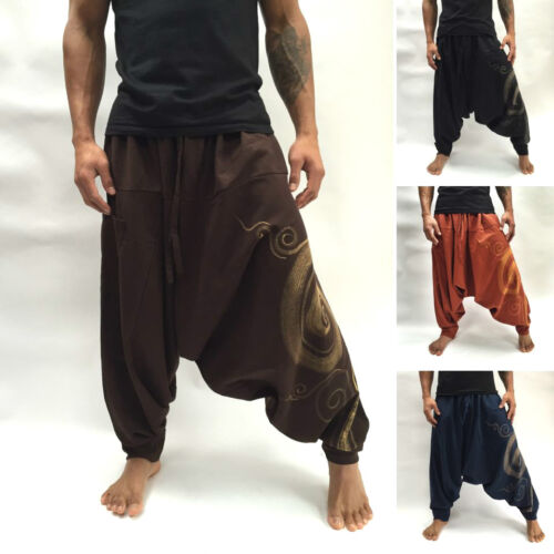 Unisex Boho Festival Hippy Hippie Yoga Baggy Harem Pants Trousers Drop crotch - Zdjęcie 1 z 11