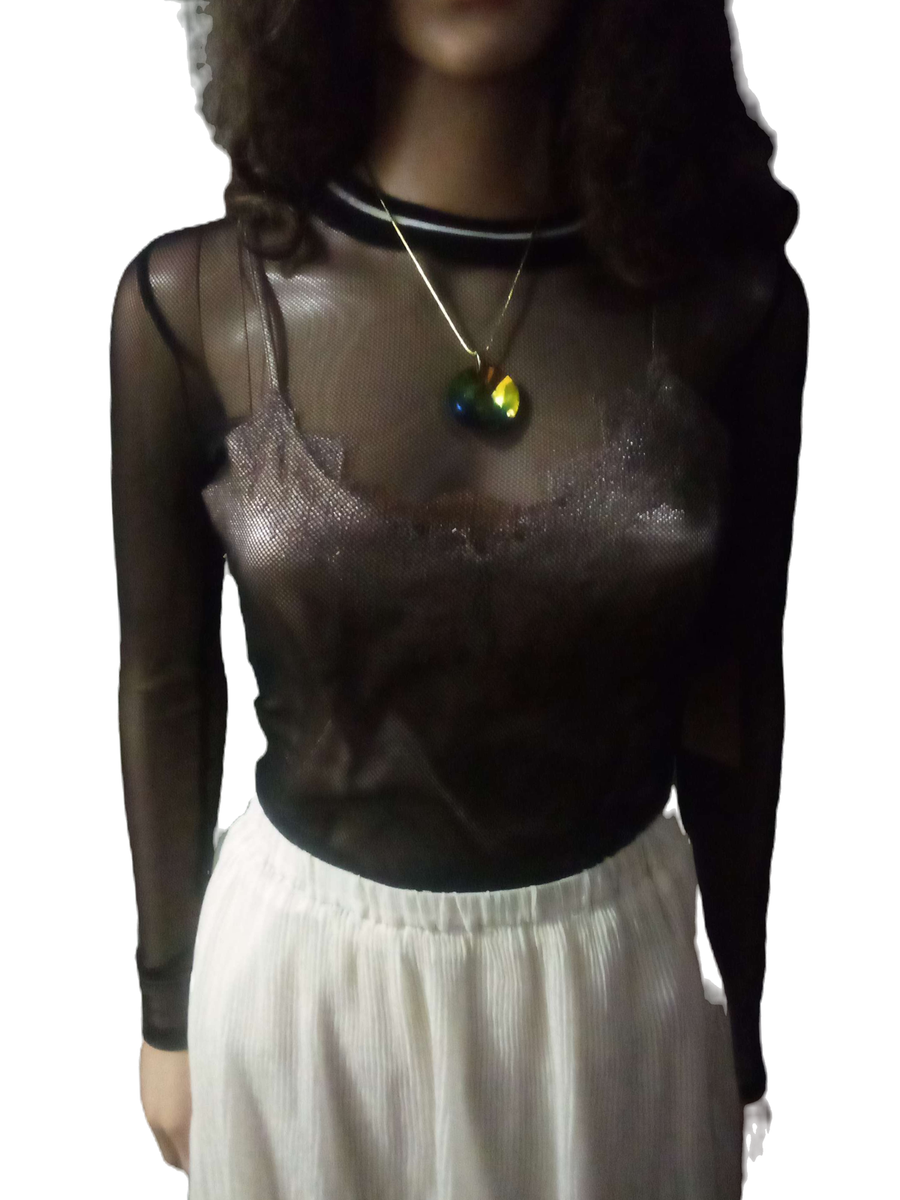 sheer black top forever 21