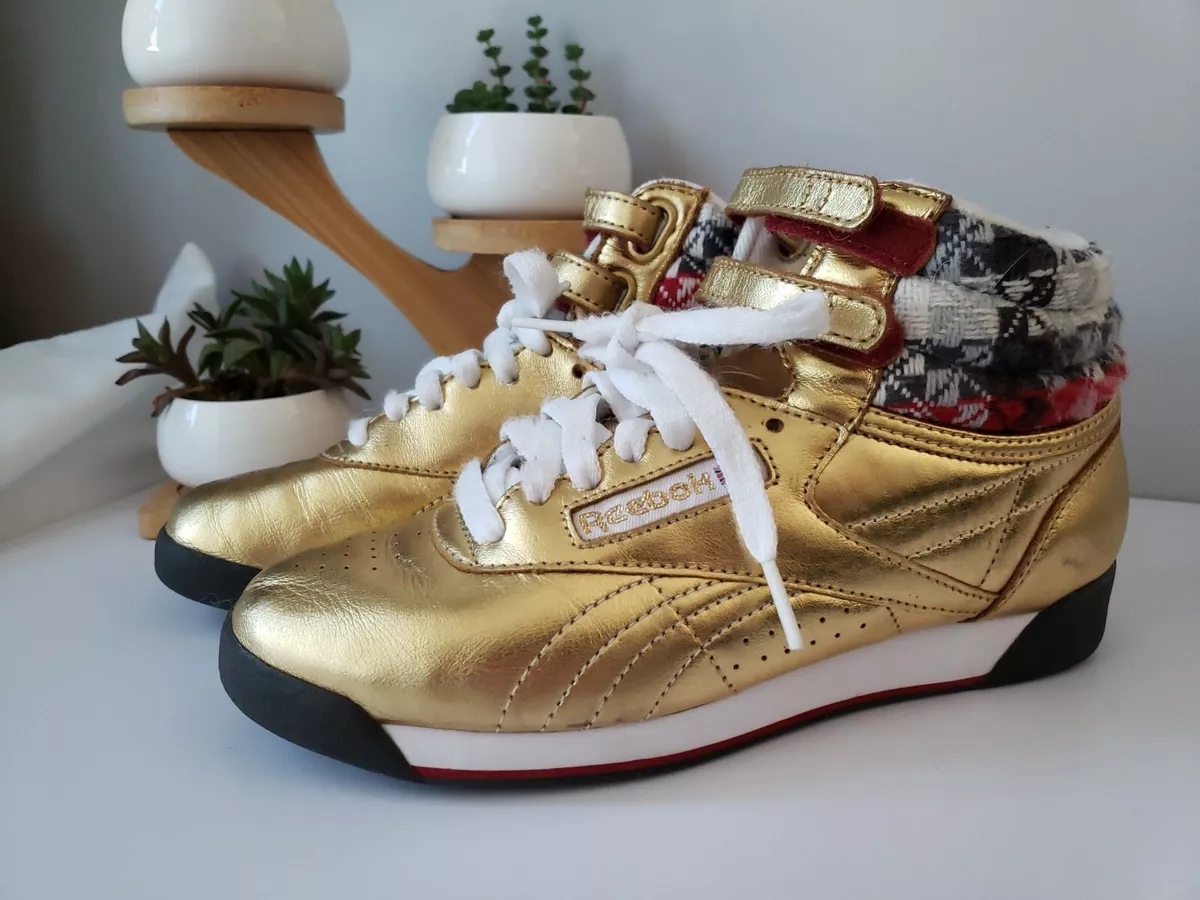 Reebok Classic Metallic Gold Womens 6 Freestyle Sneaker Shoes Vintage Style | eBay