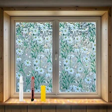 Privacy Window Film with Installation Tool Decorative Stained Glass Window Stick