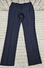 Murano Collezione Blue Check Wool Flat Front Dress Pants Trousers MENS SZ 38