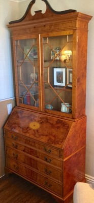 Antique Cabinet With Drawers Display And Drop Down Writing Desk