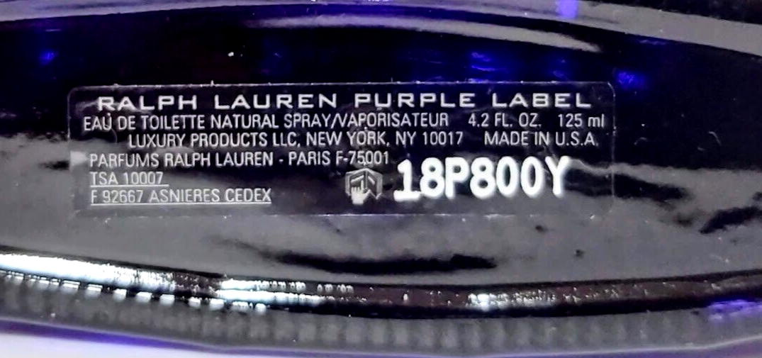 ❤️PURPLE LABEL Ralph Lauren 4.2oz 125 ml.Men's Eau de Toilette