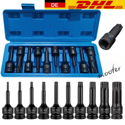 Kraft Steckschlüssel Satz Schlagschrauber Nüsse T20-T80 TORX 1/2 Zoll Nuss 10Tlg