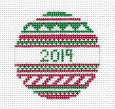 "NEW" Christmas Needlepoint Ornament 3" round on 13 mesh from Needle Crossings