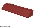 Lego 1x 4445 Dark Red Slope 45 2 x 8 Set 7259