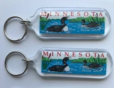 Minnesota Keychain Lucite Rectangle 2 PCS Pack 