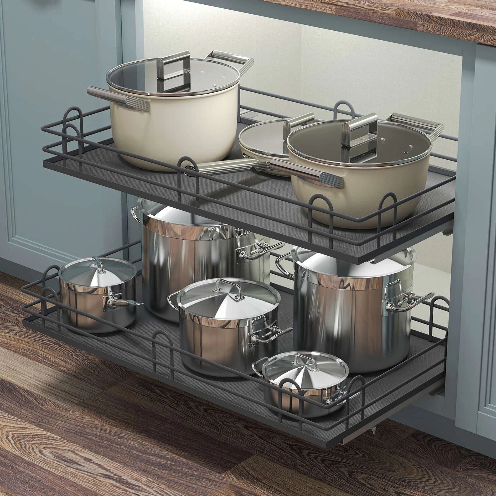 Kitchen Cabinet Pull Out Shelf Organizer Drawer Slide Out Basket Storage
Opens in a new window or ta