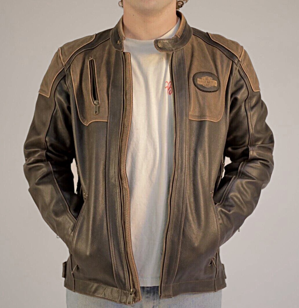 Harley-Davidson® Mens Trostel Leather Riding Jacket, Brown Harley-Davidson® Mens Trostel Leather Riding Jacket, Brown