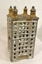 Antique A.C. Williams Cast Iron Skyscraper Still Bank, Made in Ohio ca. 1900-20s