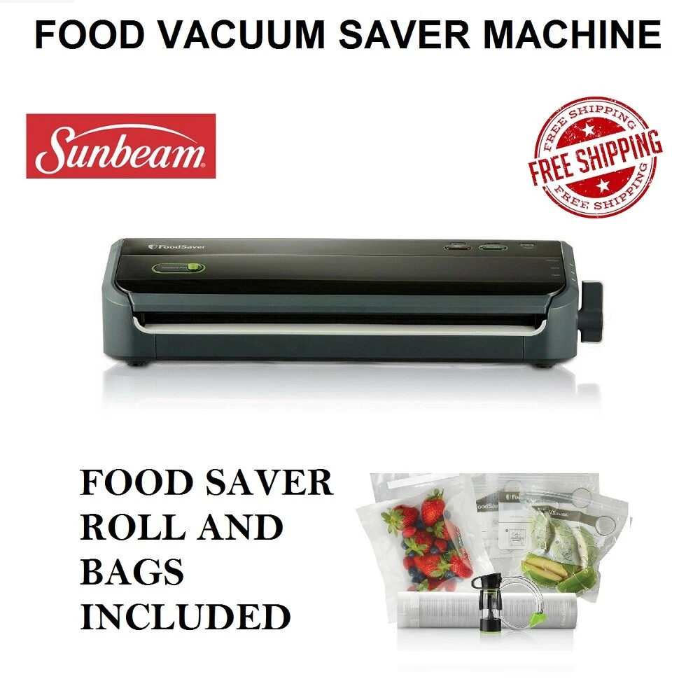 Sunbeam Food Vacuum Sealer Machine with Food Storage Rolls Bag Accessories
