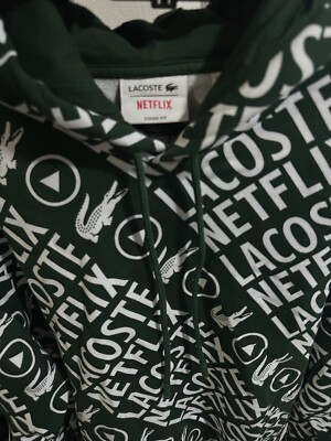 NEW Lacoste x Netflix Loose Fit Organic Cotton Hoodie Sweatshirt
