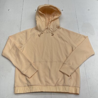 Mono B Orange Neoprene Pullover Hoodie Women s Size Medium 