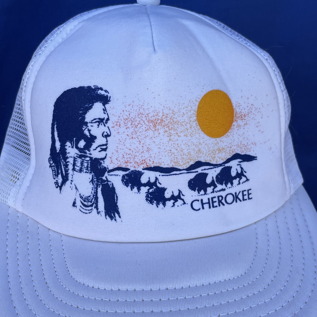 Vintage CHEROKEE American Indian Made in USA Baseball Hat Cap OSFM
