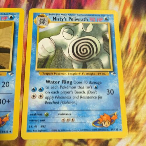 Misty's Poliwrath 31/132 NM + poliwhirl & poliwag Gym Heroes Rare Pokemon Cards - Picture 1 of 7