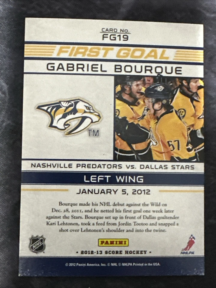 2012-13 Score First Goal FG19 Gabriel Bourque Nashville Predators - Image 2 of 2