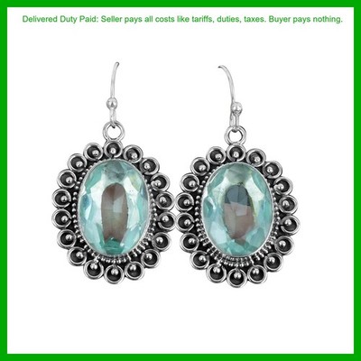 Valentines Deal 925 Silver Apatite Gemstone Unique Drop Dangle Bezel Earrings