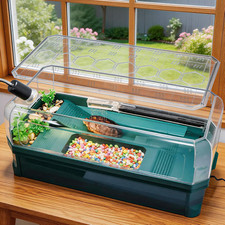 Turtle Tank Kit with 3-Stage Filter, Basking Platform Heat Lamp - Complete Tur