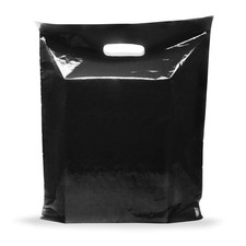 Black Merchandise Plastic Shopping Bags - 100 Pack 9 x 12 with 1.5 mil Thick