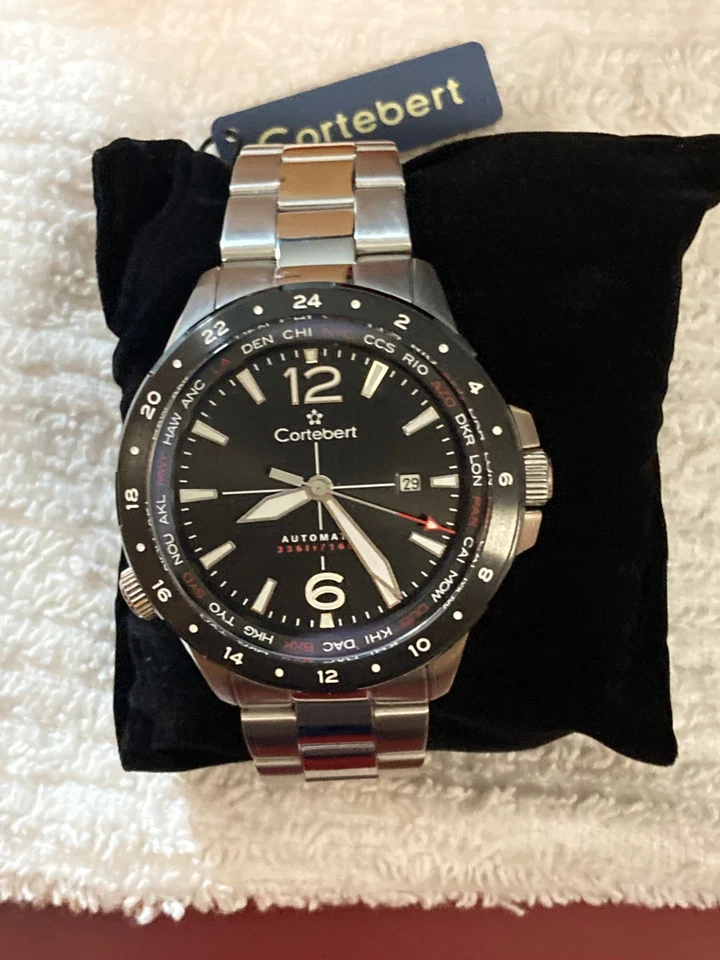 Novo Cortebert Elevation World Time relógio automático GMT data 45mm CB-3013-11 - Imagem 3 de 4