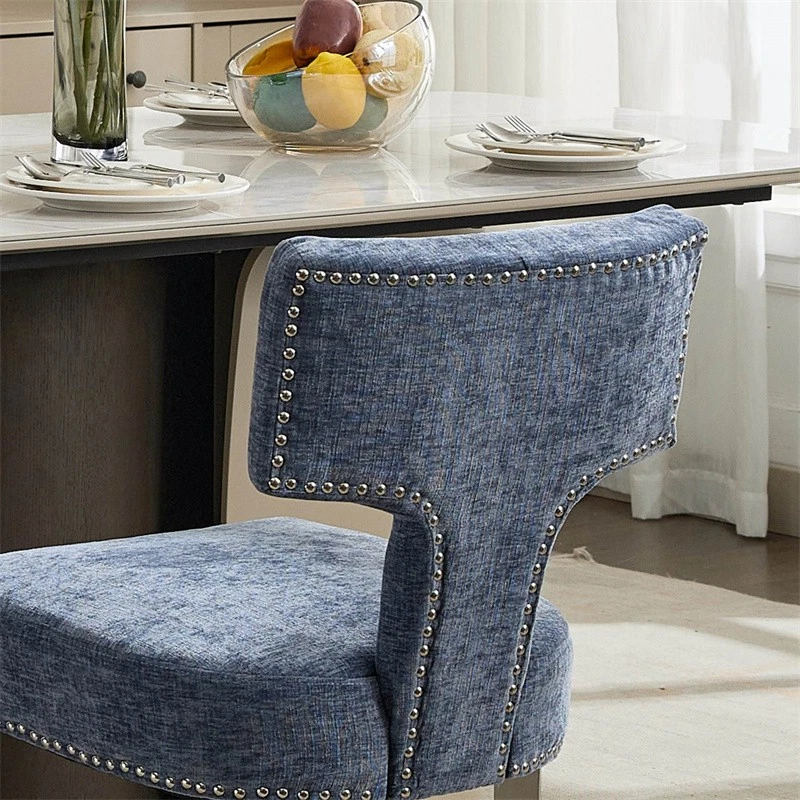 Modern Dining Chairs, Set of 2, Chenille Fabric Upholstered,Stainless Steel Legs - Image 3 of 4