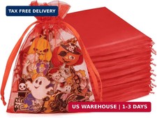50 Pcs Organza Bags 4x6, Red Small Mesh Gift Bags Drawstring Bulk