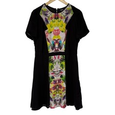 Prabal Gurung X Target Black Floral Orchid Mirror Print Dress Size 12 Chiffon