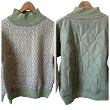 Suéter NKN Nekane Verde Púrpura Edredón Espalda Cuello Simulado Mediano/Grande