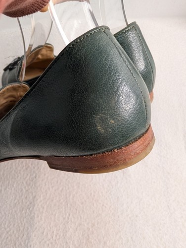 Trenery All Leather Tassel Loafers Flats Dark Green EU 38 / AU 7 Made in India - Photo 7/13
