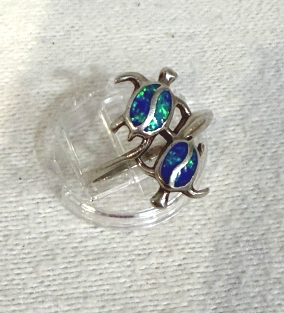 Solid Sterling Silver Signed Boulder Opal Inlay T… - image 1