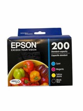 Genuine Epson 200 Black Cyan Magenta Yellow Ink Cartridges 4 Pack Combo Exp 2027
