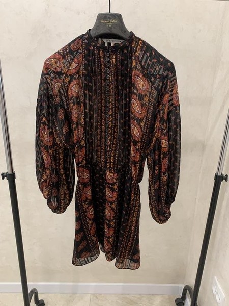 Women ZARA Dress Black Floral Print M