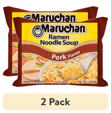 (2 Pack)  Ramen Noodle Soup, Pork Flavor Instant Noodles, 3 Oz