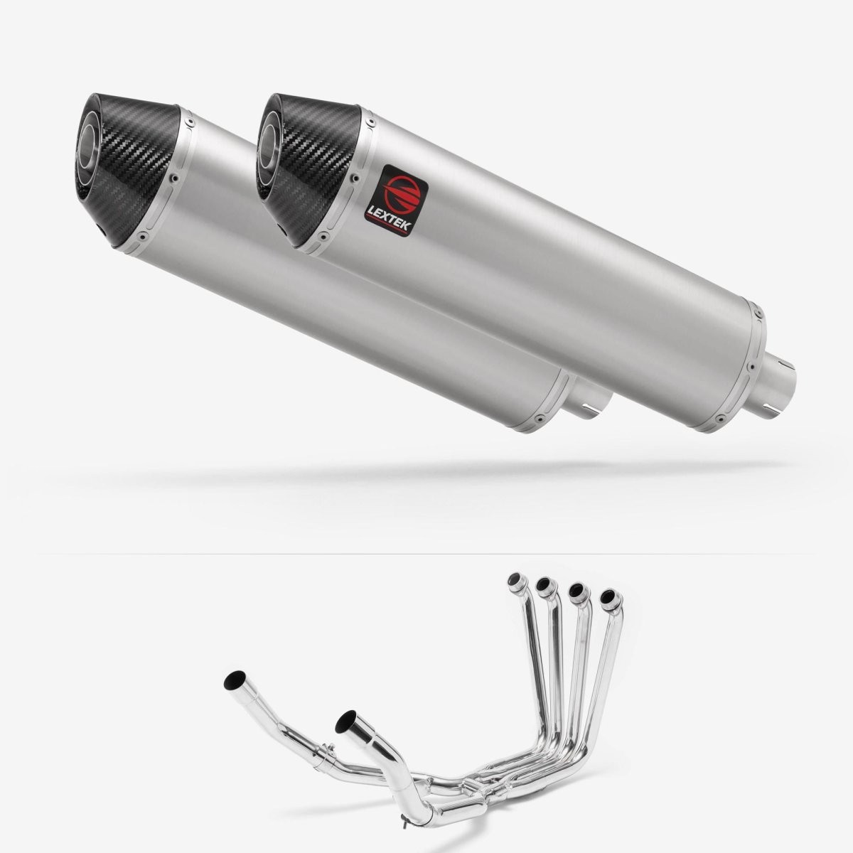 Lextek Stainless Steel RP1 Brushed 400mm Exhaust System Silencer Polished Rear