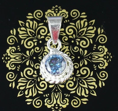 Pendentif femme rond certifié diamant bleu solitaire 1,18 ct noir vente du... - Photo 1/4