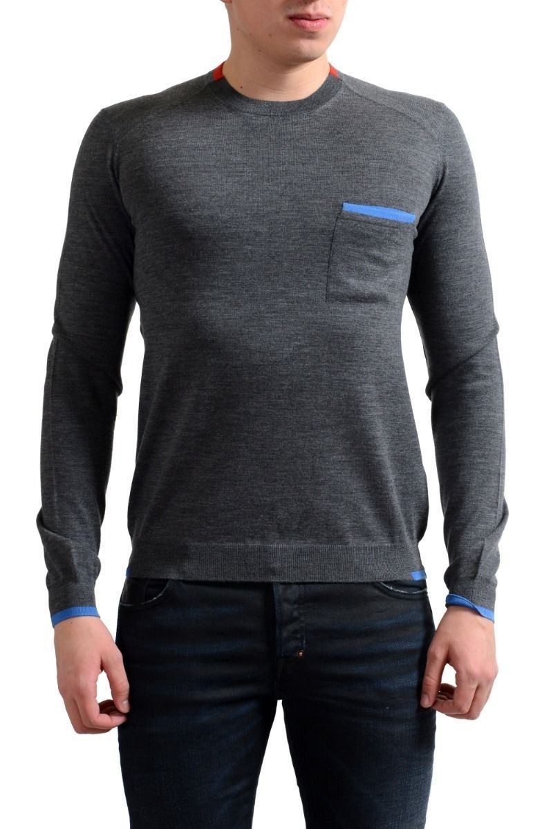 Prada Mens 100 Wool Gray Crewneck Pullover Sweater US M IT 50 45690₽