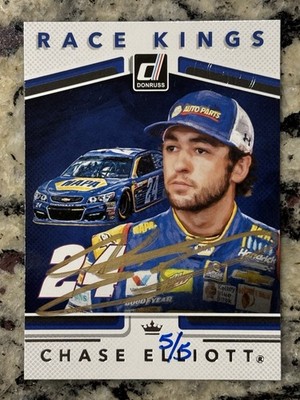 2018 Donruss 5th Anniversary Chase Elliott Race Kings Gold Ink Auto 5/5   