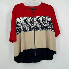 Ming Wang Womens Cardigan Size XL Statement Business Colorblock Career