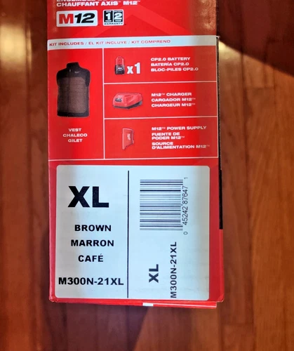Milwaukee M300N-21 M12 Heated Brown Axis Vest Kit - NEW image 6