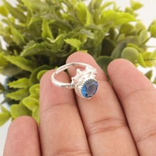 Christmas Deal 925 Silver Round Genuine London Blue Topaz Fine Band Ring Jewelry