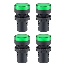 4Pcs AC/DC 110V Indicator Light Green LED Flush Panel Mount 7/8" 22mm