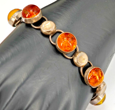 Designer Armband Armreif Bernstein Amber Vintage Schmuck 835 Silber Fischland